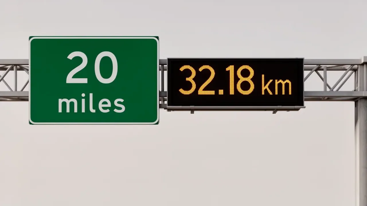 20 Miles to Kilometers: 32.18688 km Conversion Guide